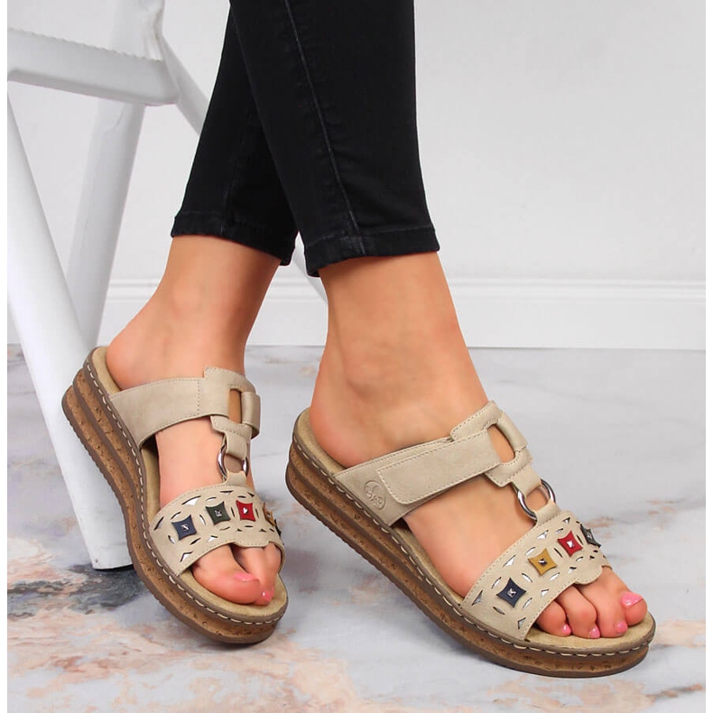 Papuci papuci bej pentru dama Rieker 62924-60 1