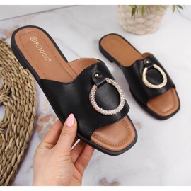 Papuci negri de dama cu decor Potocki negru 2