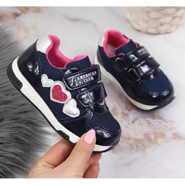 Pantofi sport pentru fete bleumarin American Club albastru marin roz 1