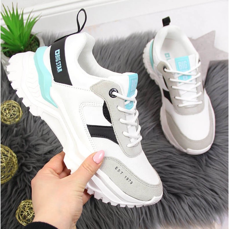 Tenisi albi de damă Big Star JJ274A412 albi gri multicolor 1