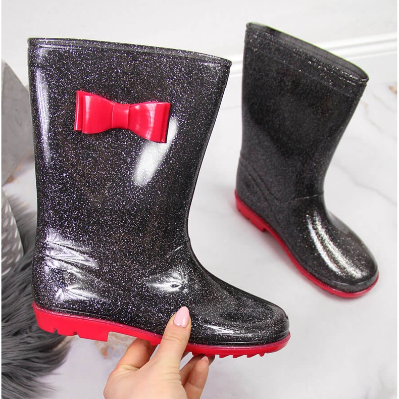 Galoșuri pentru fete din brocart negru American Club 1