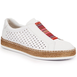 Pantofi de dama din piele, slip-on alb Rieker L7821-80 2