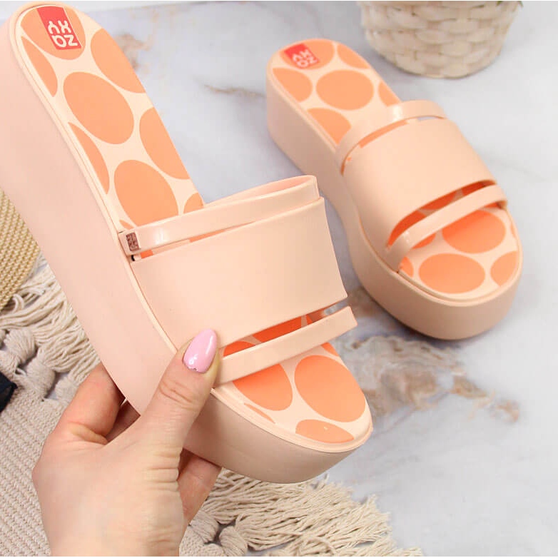 Papuci de cauciuc dama pe platforma nud Zaxy HH285194 multicolor 1