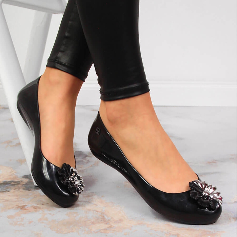 Balerini dama meliski cu o floare neagra Zaxy JJ285048 negru 1 Balerini dama meliski cu o floare neagra Zaxy JJ285048 negru 1