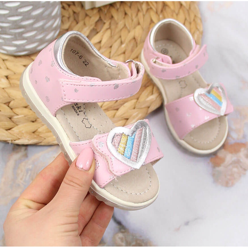 S.Barski Sandale fete cu velcro roz S. Barski 1