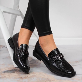 S.Barski Pantofi dama cu lant croco negru S. Barski 1