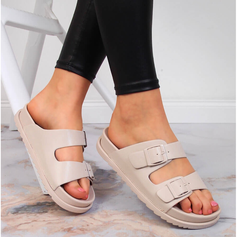 S.Barski Papuci de dama cauciuc cu catarame bej S. Barski 1