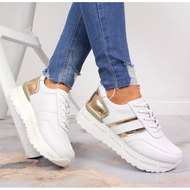 Pantofi de damă din piele pe platforma albă Filippo 1