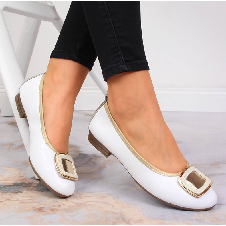 Balerini de dama din piele alba Filippo 2