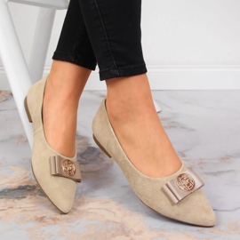 Balerini de dama din piele cu un punct de bej Filippo 1