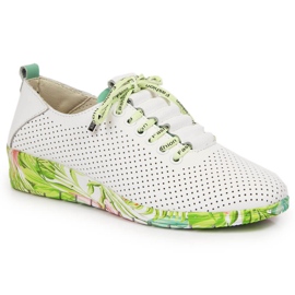 Pantofi de damă din piele albă ajurata cu pană Artiker 1