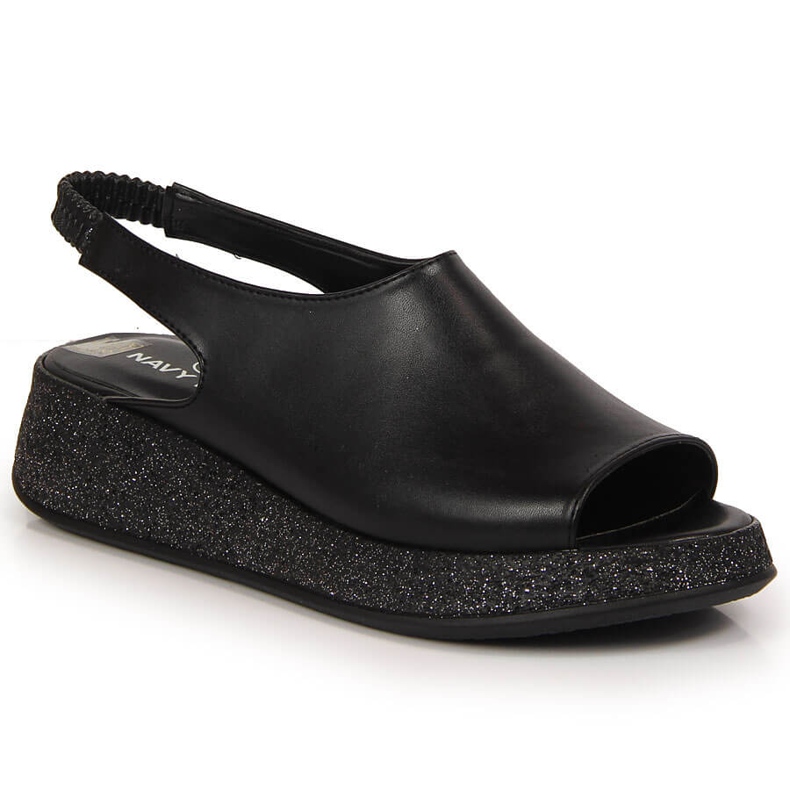 Sandale negre de damă pe platforma Navy Dot negru 2