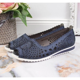 Pantofi de dama ajurati, varf deschis, bleumarin Jezzi albastru marin 5