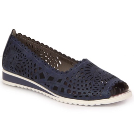 Pantofi de dama ajurati, varf deschis, bleumarin Jezzi albastru marin 1