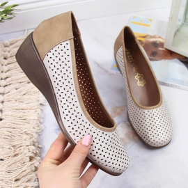 Pantofi de damă ajurat cu pană bej Jezzi 1