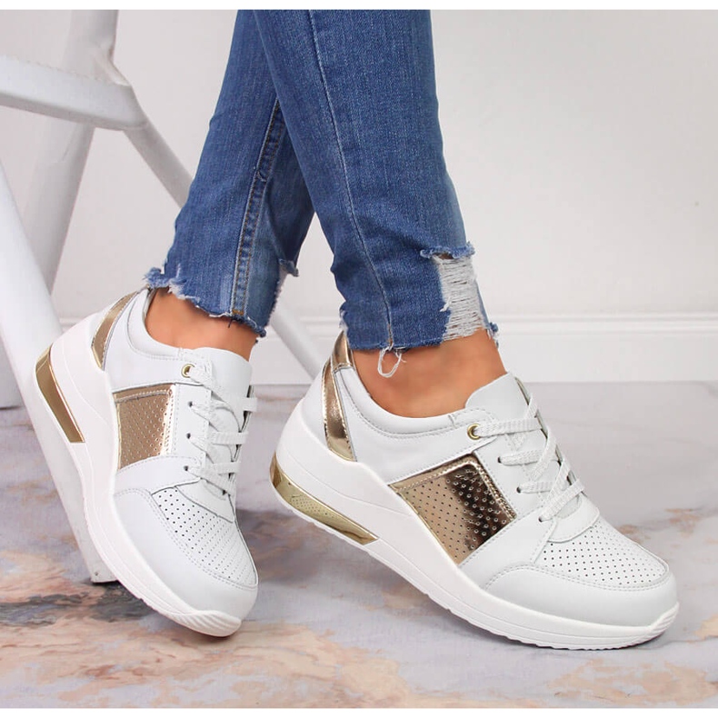 S.Barski Pantofi de dama din piele cu pane, alb S. Barski 1