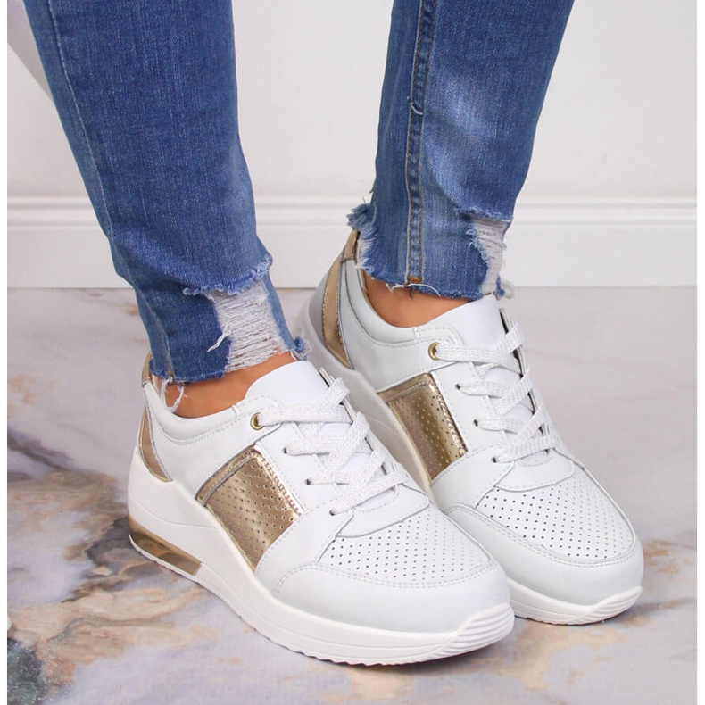 S.Barski Pantofi de dama din piele cu pane, alb S. Barski 2