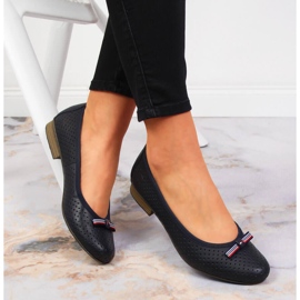 Balerini de damă din piele, ajurat, bleumarin Rieker 51997-15 albastru marin 1