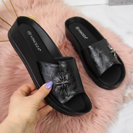 Papuci papuci negri de dama cu fundita Vinceza negru 1