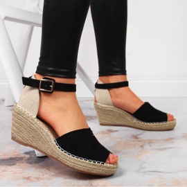 Sandale dama espadrile pe pane negre eVento negru 5