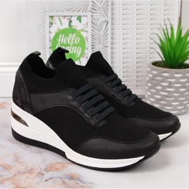 Pantofi de damă negri cu pană, slip on negri Artiker negru 2