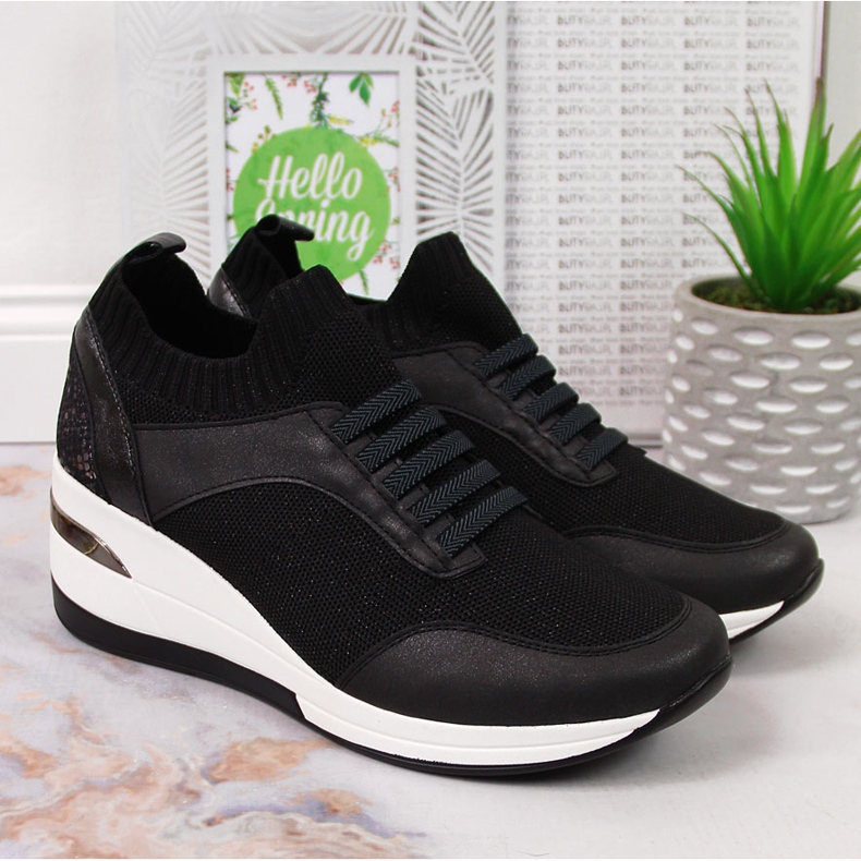 Pantofi de damă negri cu pană, slip on negri Artiker negru 2