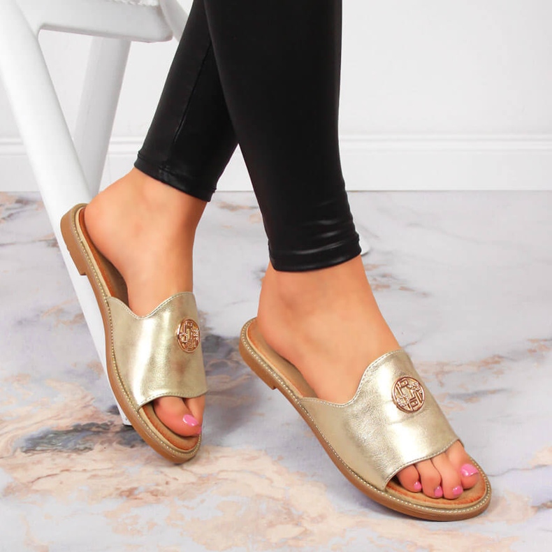 Papuci de dama aurii cu decor Filippo de aur 1