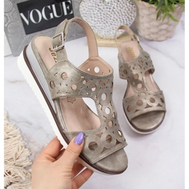 Sandale cu pană damă Jezzi de aur 1