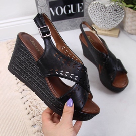 Sandale cu pană de damă Jezzi negru 1