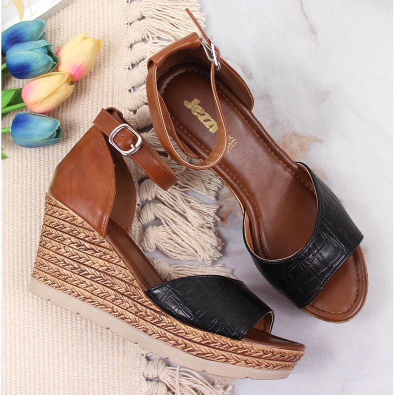 Sandale de dama negre si maro Jezzi negru 1