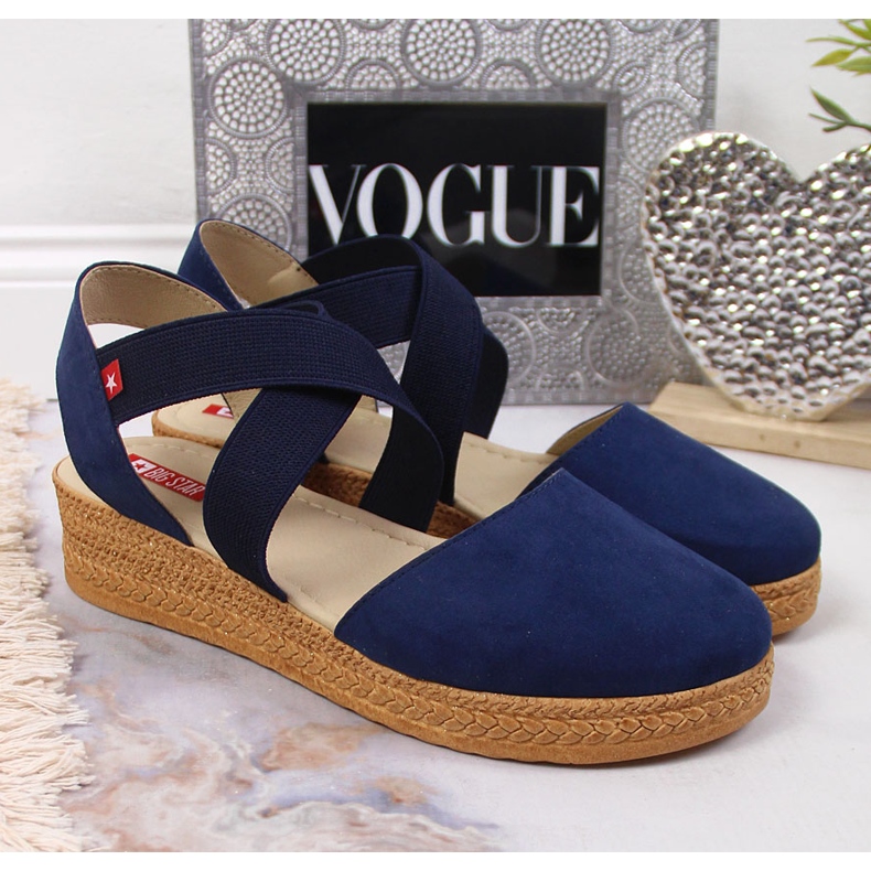 Big Star Sandale de damă bleumarin cu benzi elastice JJ276037 albastru marin 2