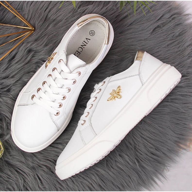 Pantofi de dama din piele cu platforma Vinceza alba 2