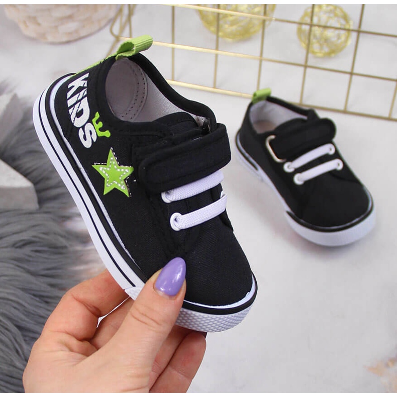 Adidasi negri Atletico pentru baieti cu velcro negru 1