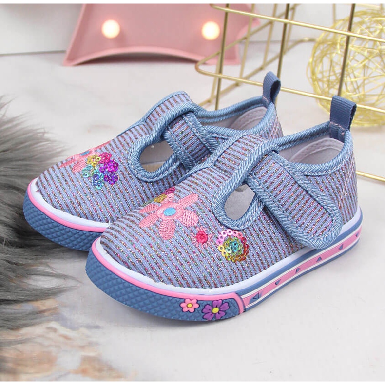 Tenisi Atletico albastri cu velcro pentru fete albastru 2 Tenisi Atletico albastri cu velcro pentru fete albastru 2