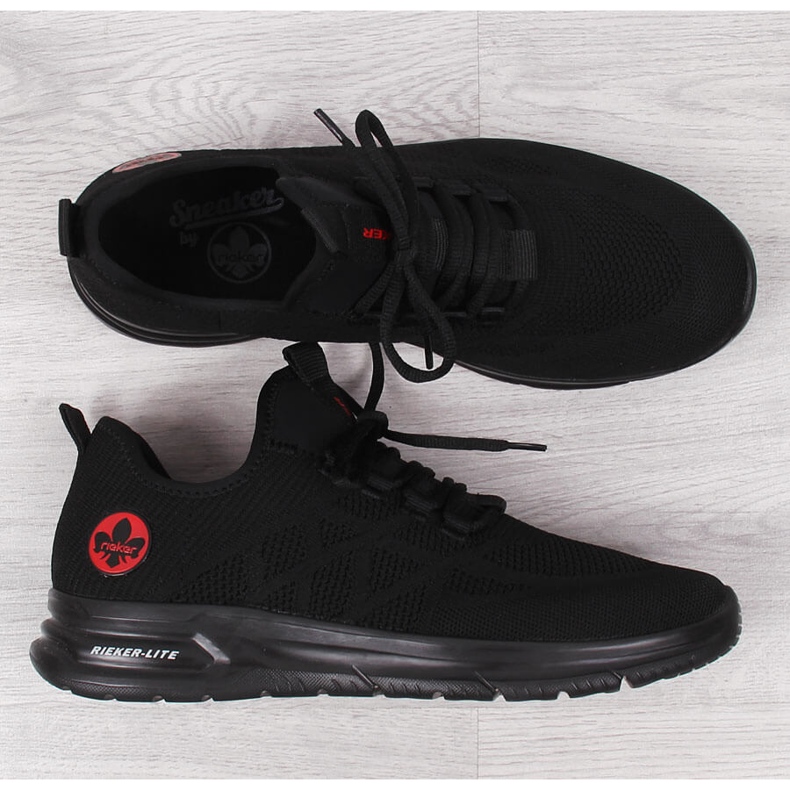 Pantofi sport pentru bărbați cu plasă neagră Rieker B7376-00 negru 1 Pantofi sport pentru bărbați cu plasă neagră Rieker B7376-00 negru 1