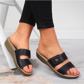 Papuci de damă negri Inblu cu velcro, negri negru 1