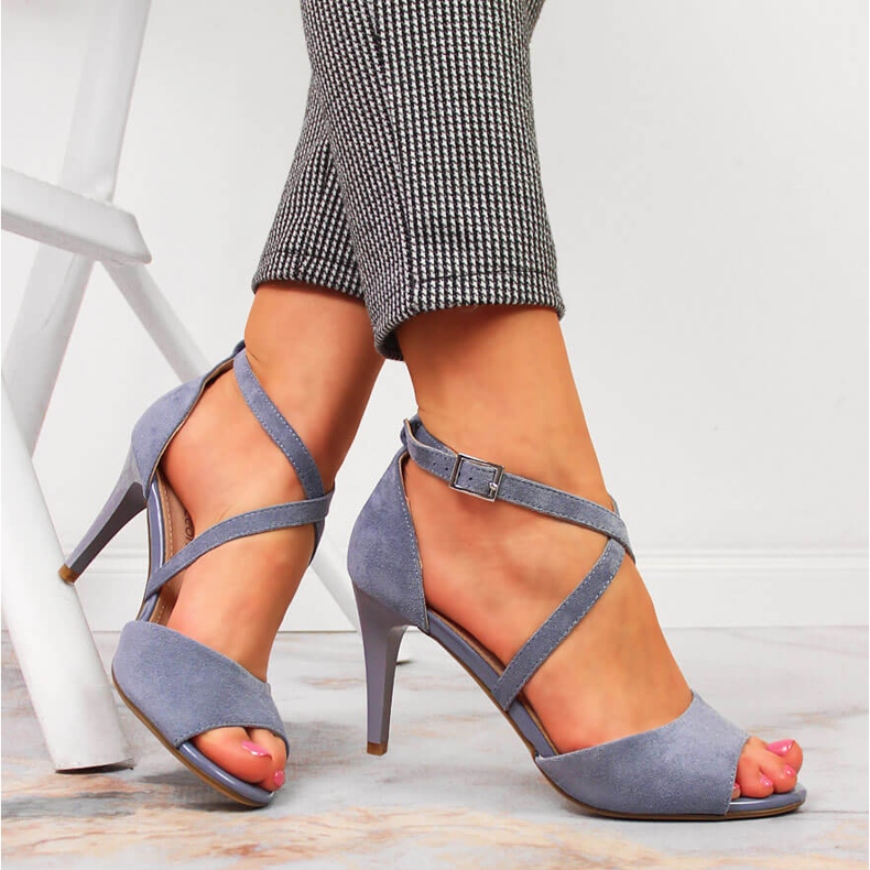 Sandale de dama pe un toc inalt albastru Sergio Leone 1