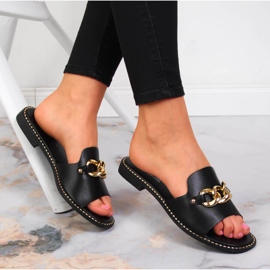 S.Barski Papuci de dama negri cu lant S. Barski negru 1