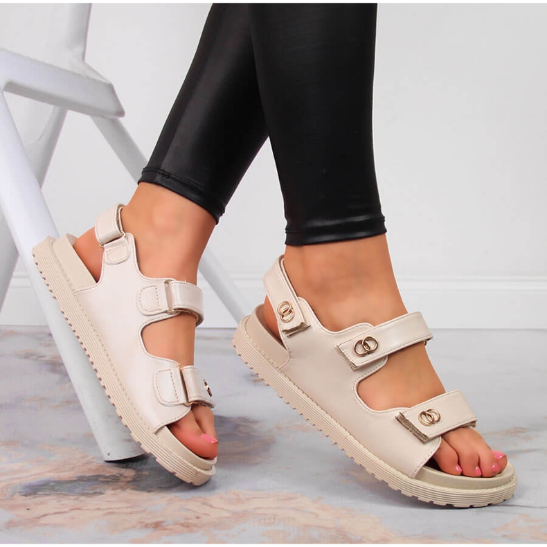 S.Barski Sandale de dama cu velcro bej S. Barski 1