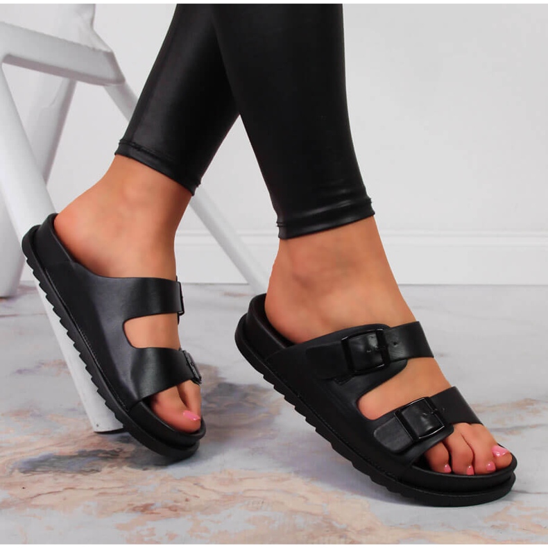 S.Barski Papuci de dama cauciuc cu catarame negru S. Barski 1