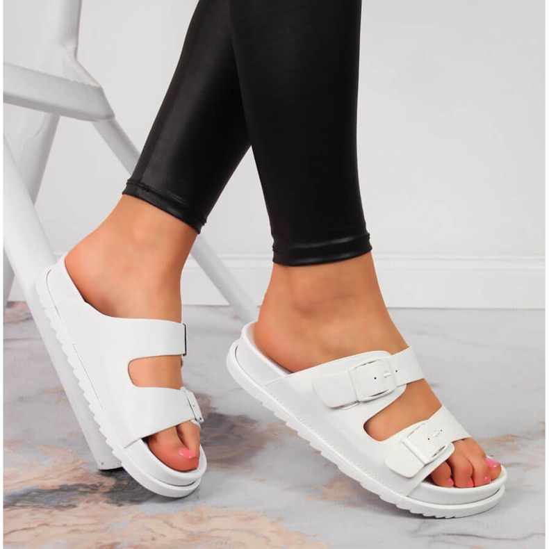 S.Barski Papuci de cauciuc dama cu catarame alb S. Barski 1