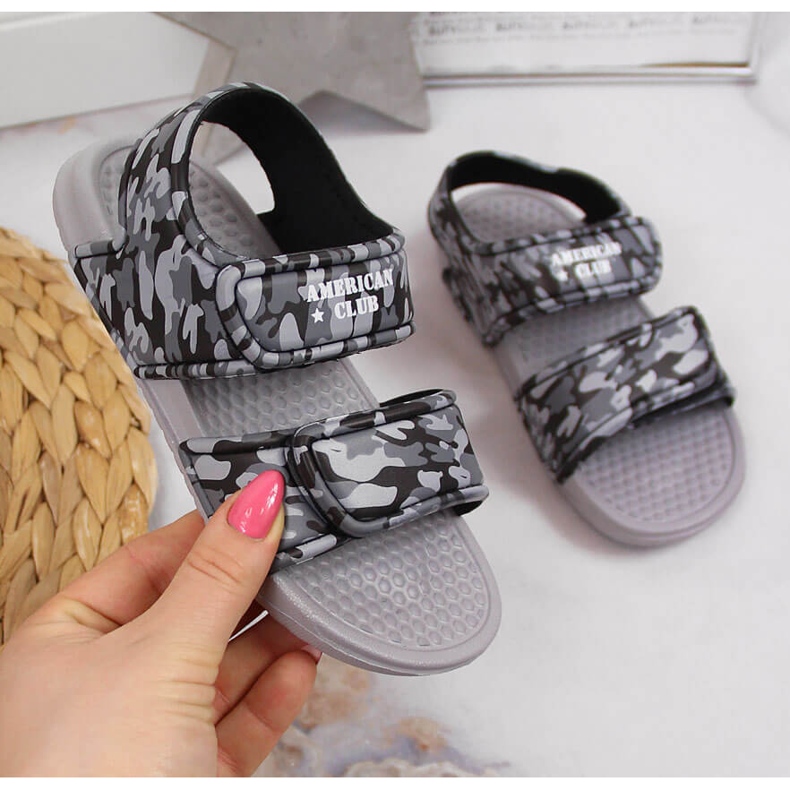 Sandale de spumă gri pentru băieți cu velcro American Club 1