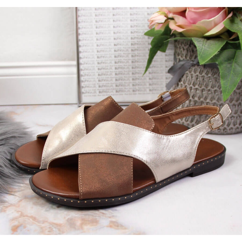 Sandale de damă Jezzi aurii de aur 2