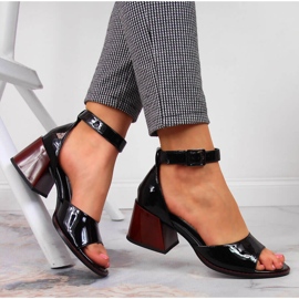 Sandale Filippo negre din piele lacuta neagra negru 1