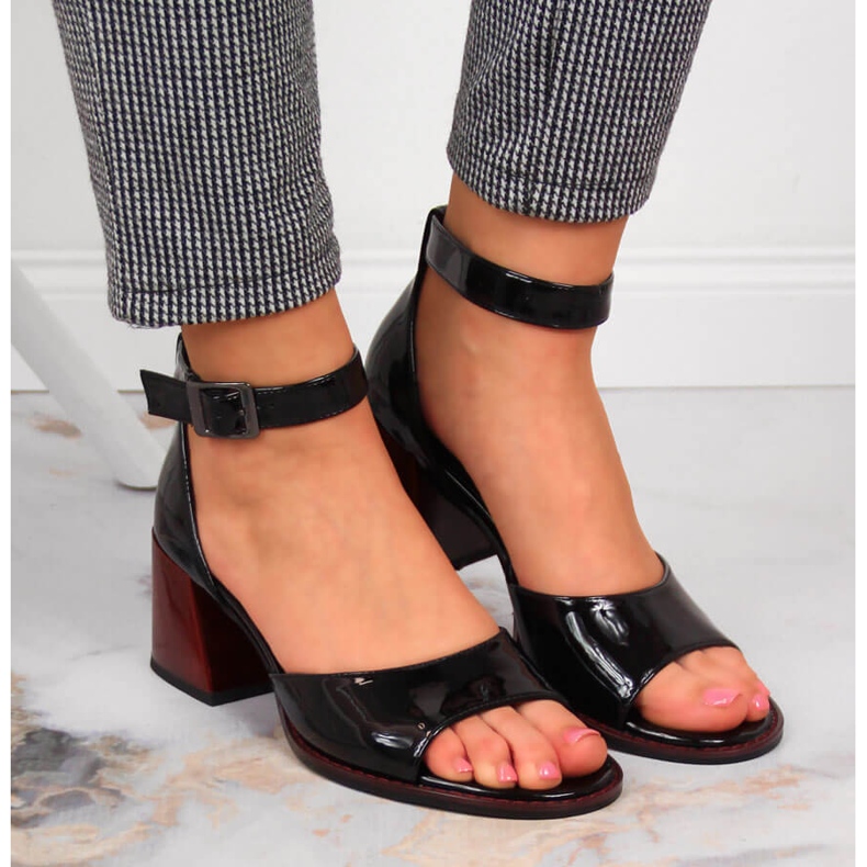 Sandale Filippo negre din piele lacuta neagra negru 2