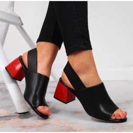 Sandale de dama din piele Filippo neagra cu banda elastica negru 1