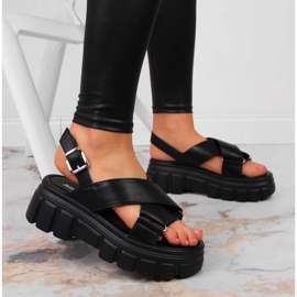 Sandale de dama pe platforma neagra Jezzi negru 2