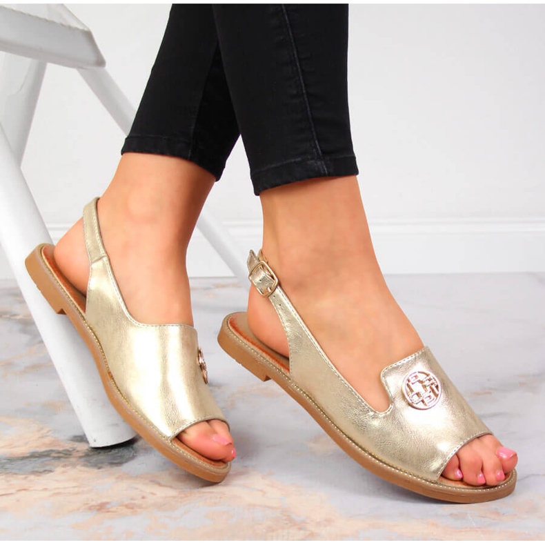 Sandale de dama cu decor Filippo auriu de aur 1