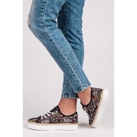 Kylie Espadrile din dantela cu flori multicolor 1