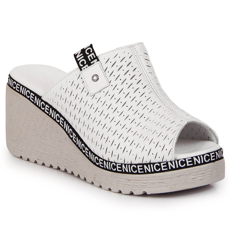 Papuci de piele pentru femei pe o pană albă Artiker 1